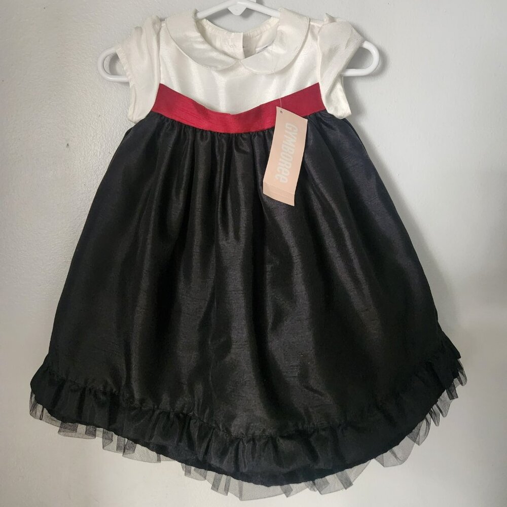 NEW 6-12 mos baby GYMBOREE tulle ruffle dress black red white party holiday NWT